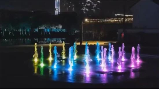 Fontana a pavimento asciutto con luci a LED colorate che saltano con getto musicale
