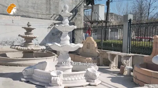 Decorazione dell'ornamento del giardino Fontana in marmo bianco del cavallo dell'acqua della pietra della natura decorativa esterna personalizzata fabbrica del fornitore della Cina in vendita