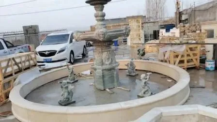 Fontana decorativa per esterni Feng Shui, fontana a sfera galleggiante in marmo, fontana a sfera galleggiante